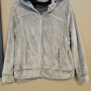 Daisy Fuentes Faux Fur Hooded Zip-Up in Gray